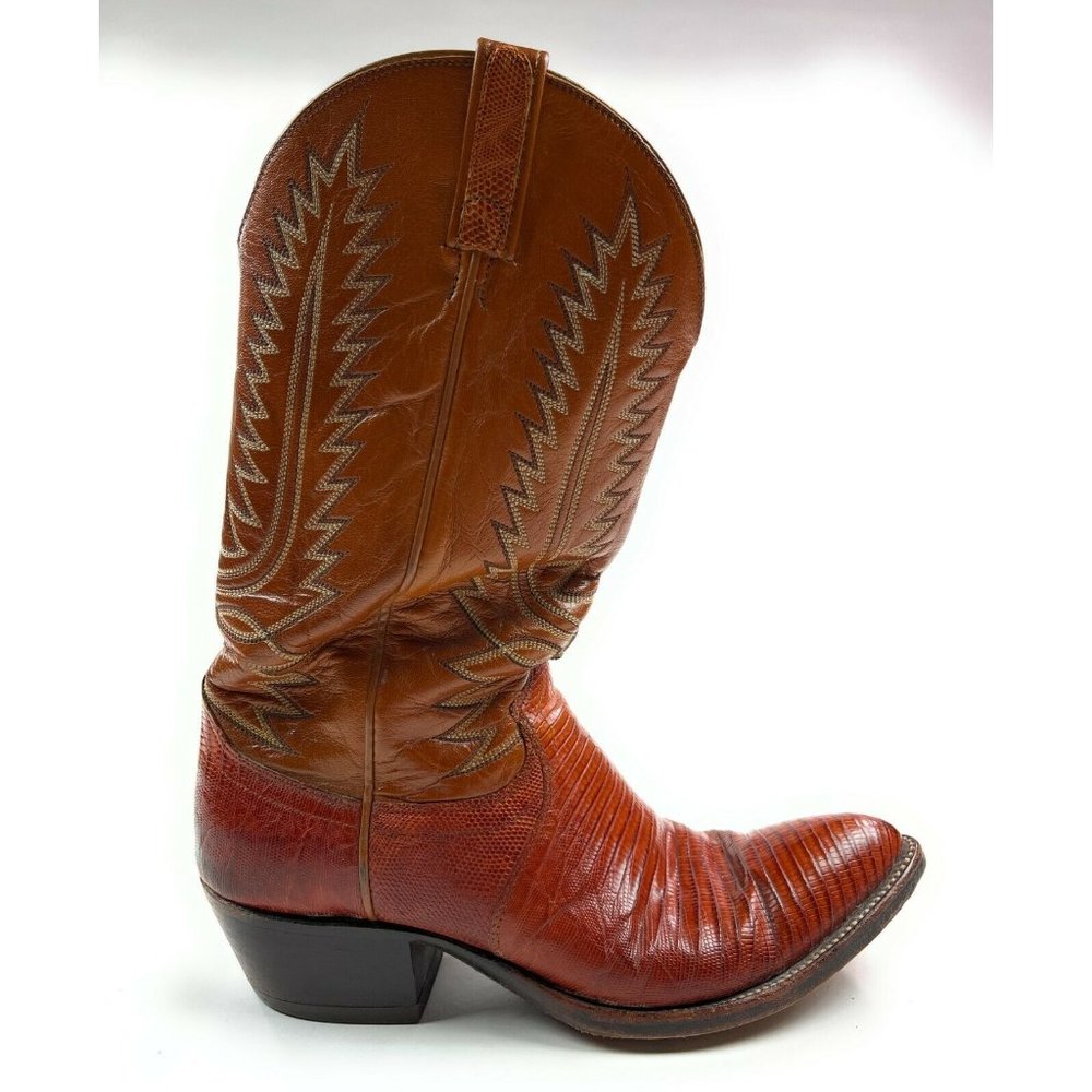 Dan Post Mens 9.5 D Snakeskin Leather Brown Exotic Western Cowboy Boots w/ Bag - Picture 3 of 16